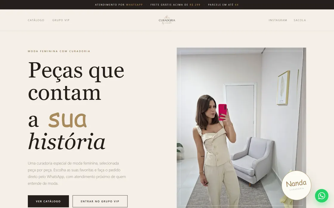 Site de Curadoria by Nanda feito pelo Guilherme